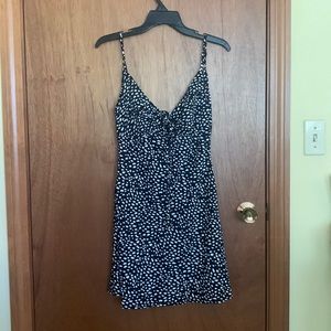 Polka dot black and white summer mini dress, size S